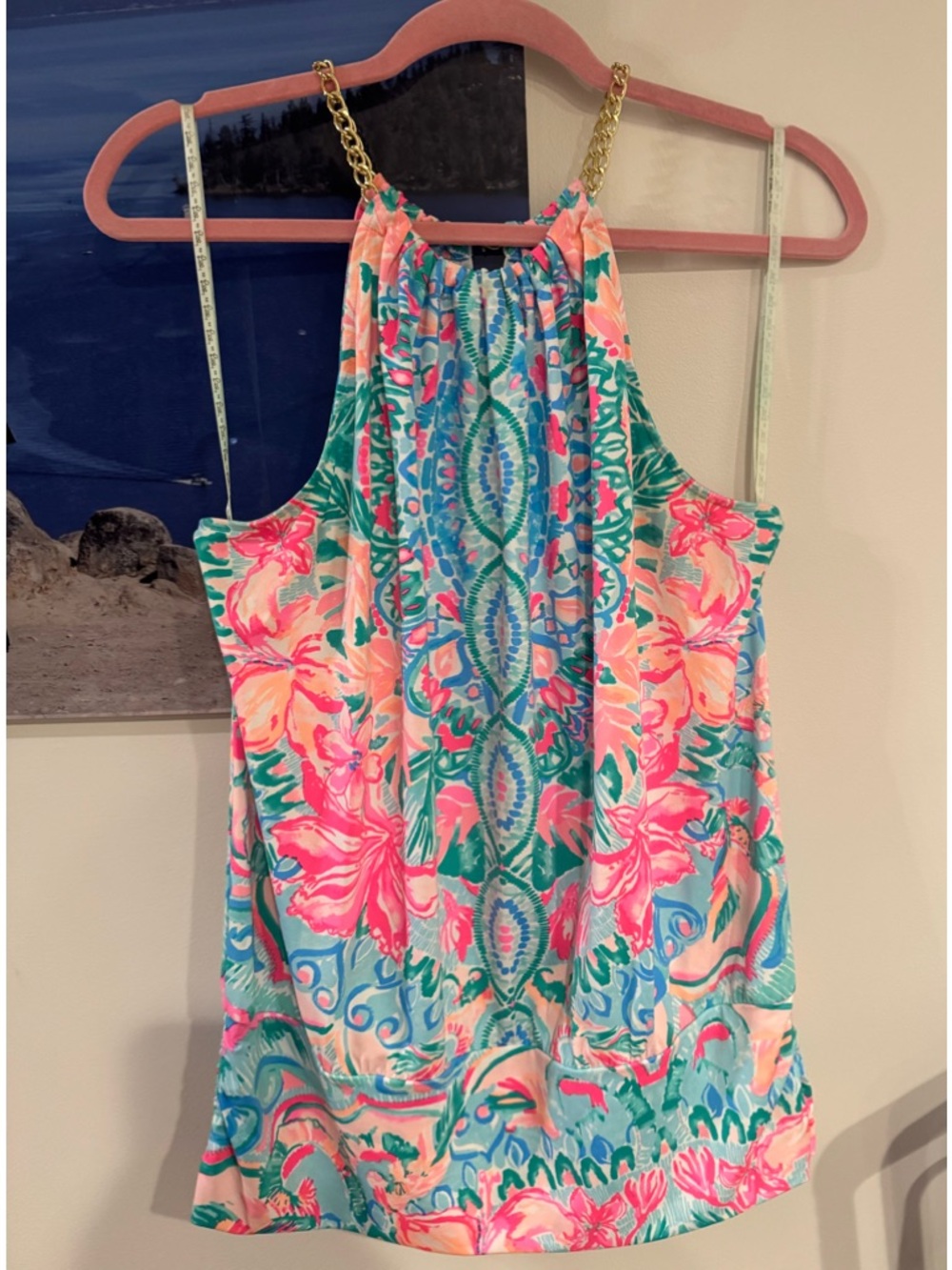 Lilly Pulitzer Bowen Halter Top Banded Bottom Sleeveless with Chain neckline